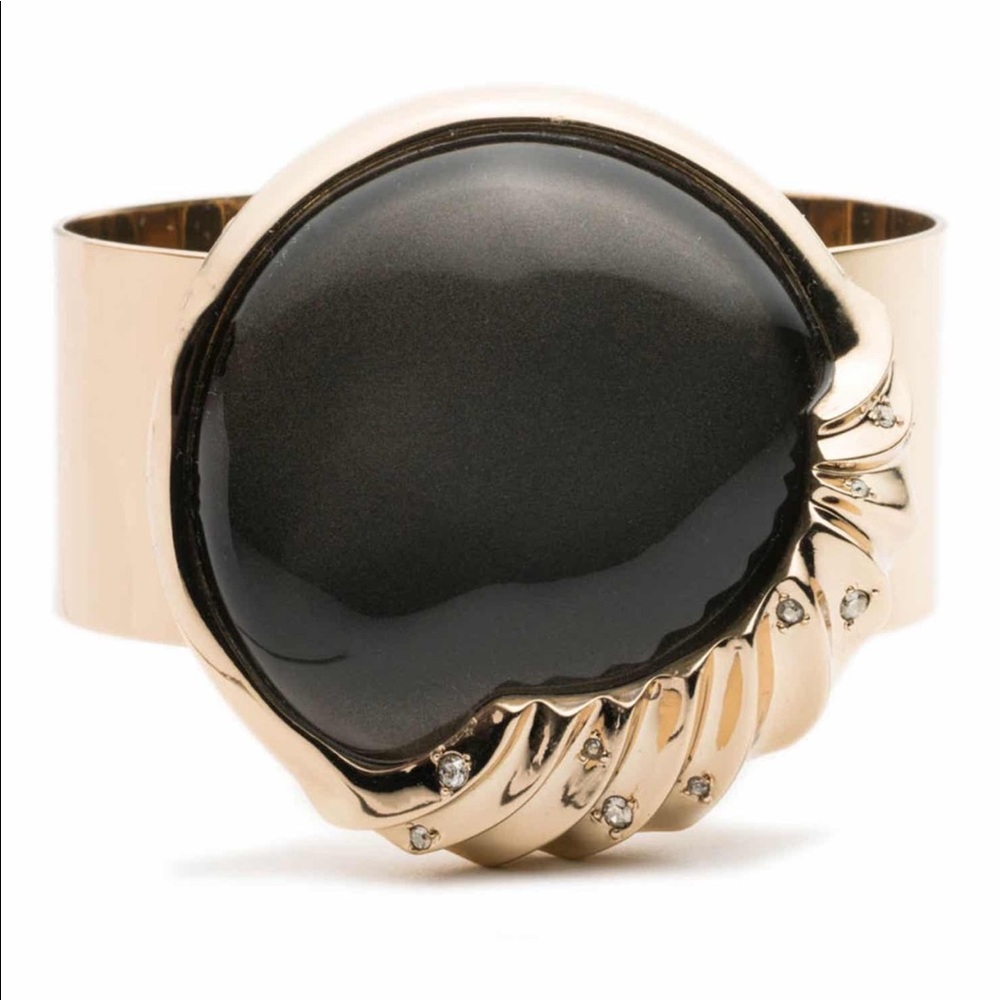 Lucite & Swarovski Ash Crystal Accented Bangle